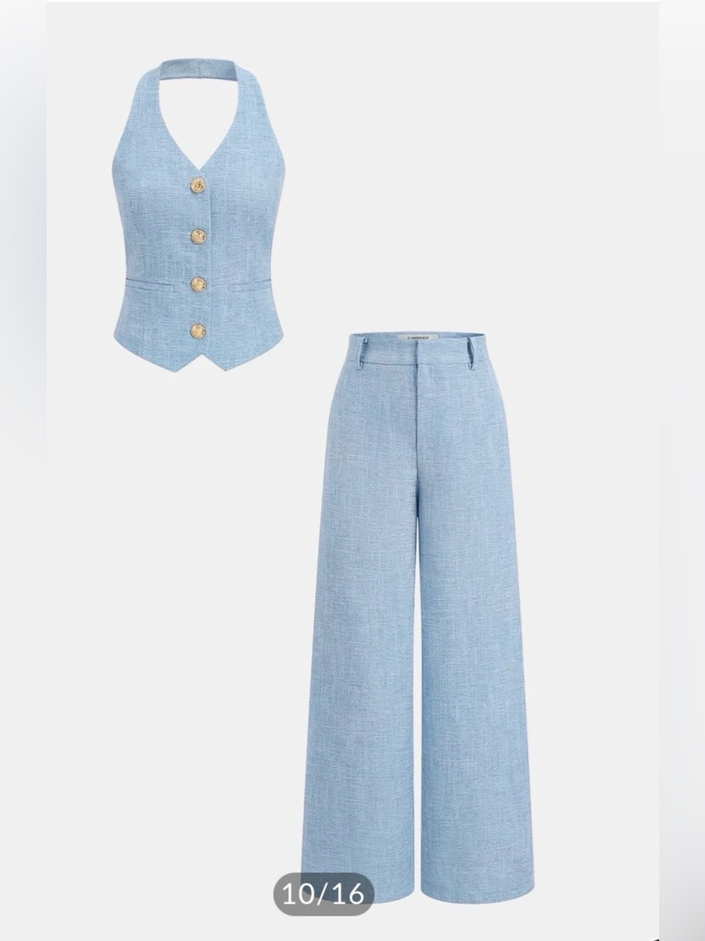 Commense Halter Vest & Wide LegPants Set